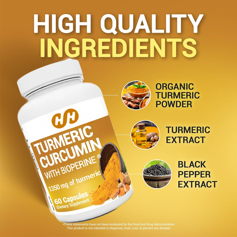 Turmeric Curcumin Capsule - อาหารเสริมขมิ้นพร้อมพริกไทยดำ (BioPerine) - อาหารเสริมเคอร์คูมิน 1350 มก.